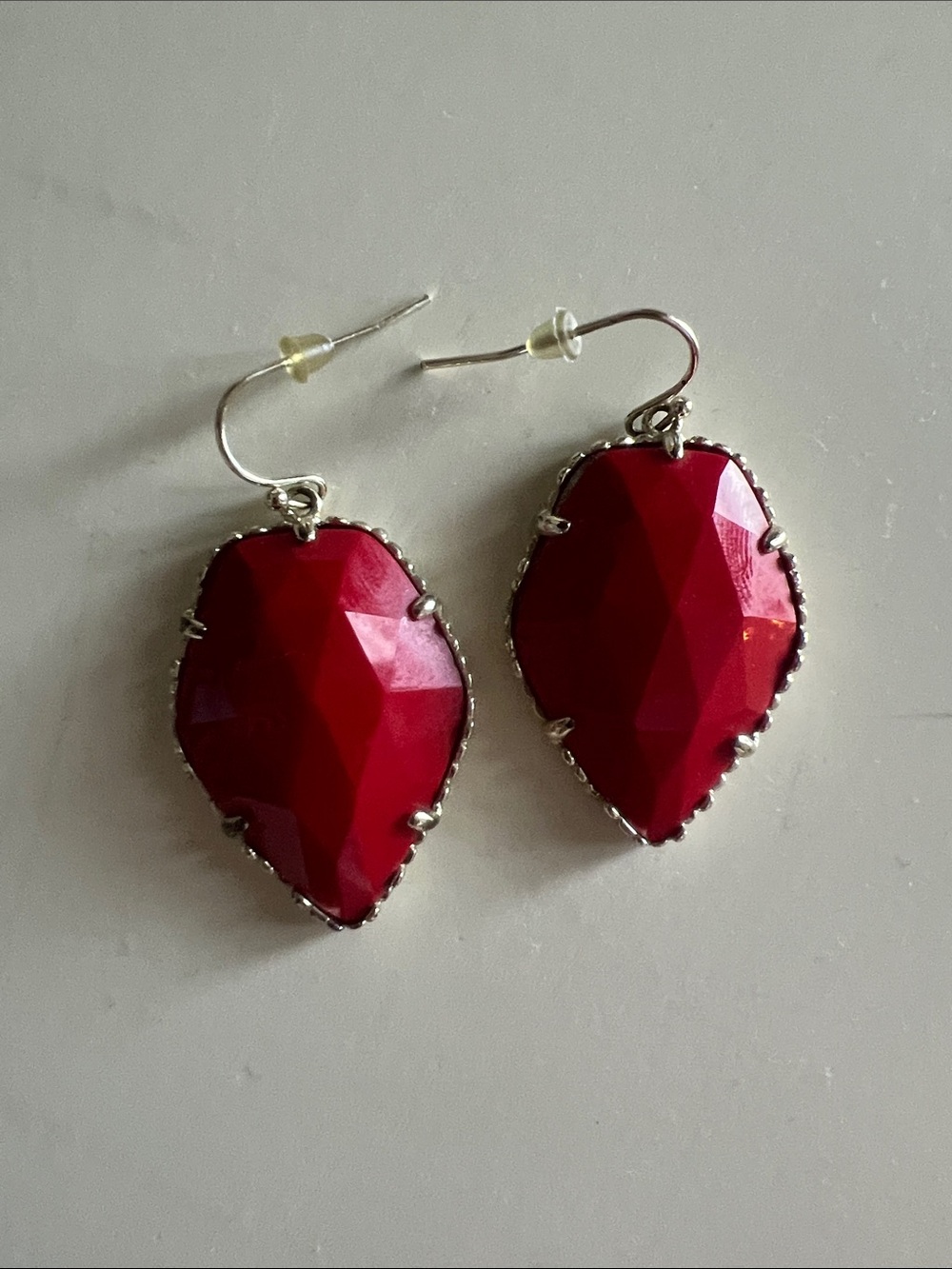 Kendra Scott Red Faceted Teardrop Dangle Earrings